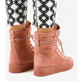 Bottines plates en daim rose 7-3727B 4