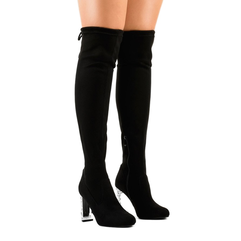 Bottines en daim noir sur le poteau BM177 le noir 1