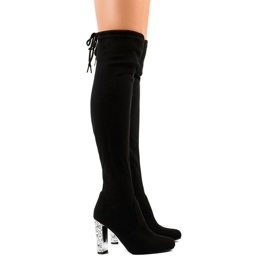 Bottines en daim noir sur le poteau BM177 le noir 2