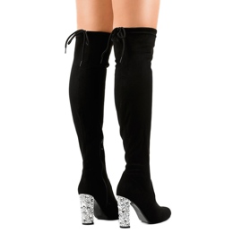 Bottines en daim noir sur le poteau BM177 le noir 3