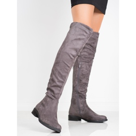 Super Mode Bottes en daim gris 3