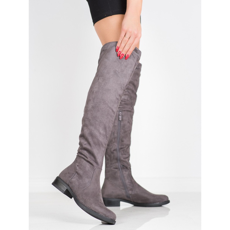 Super Mode Bottes en daim gris 1