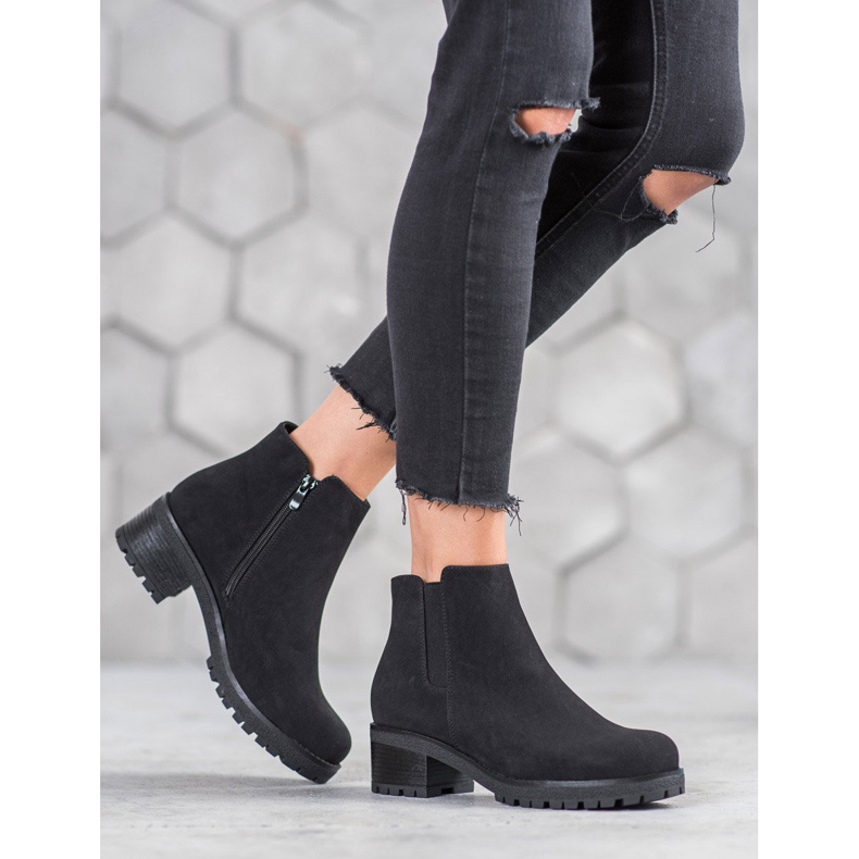 J. Star Bottines en daim sur la plate-forme le noir 1