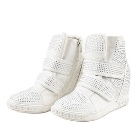 Baskets compensées blanches avec clous KLS-112-3 3
