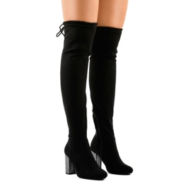 Bottines en daim noir sur le poteau 0-235 le noir 1
