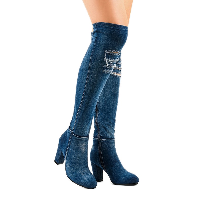 Bottes en jean vieilli HX15135-96 bleu marin 1 Bottes en jean vieilli HX15135-96 bleu marin 1