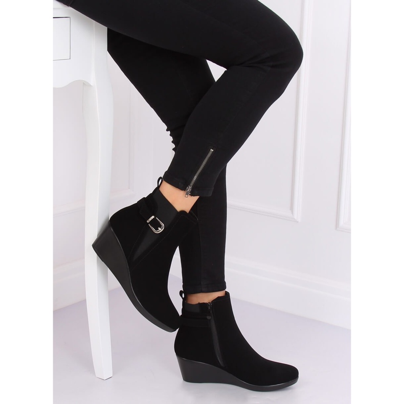 Noir Bottines compensées noires 6778-2 Noir le noir 1