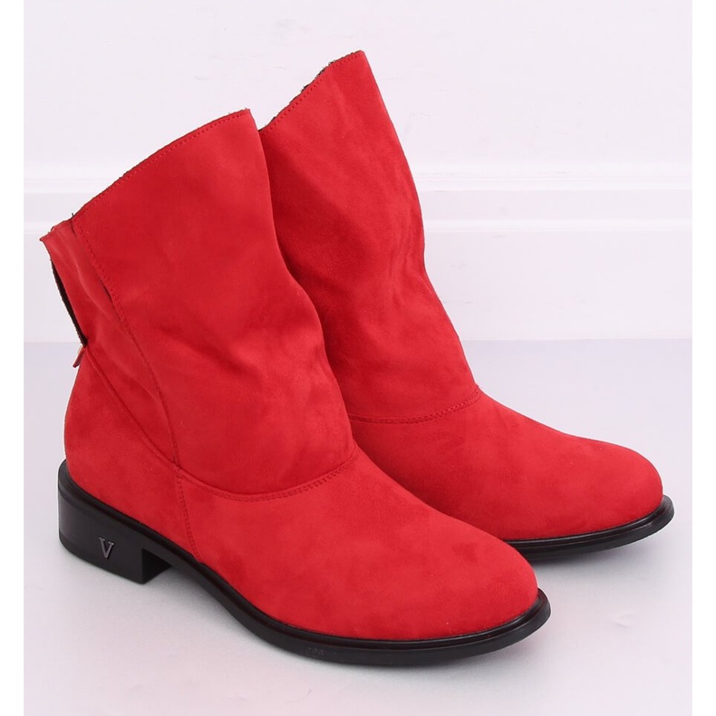 Bottines à tige froissée rouge 6672 Rouge 1