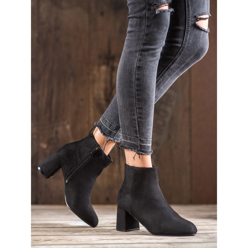 SHELOVET Bottes en daim classiques le noir 2