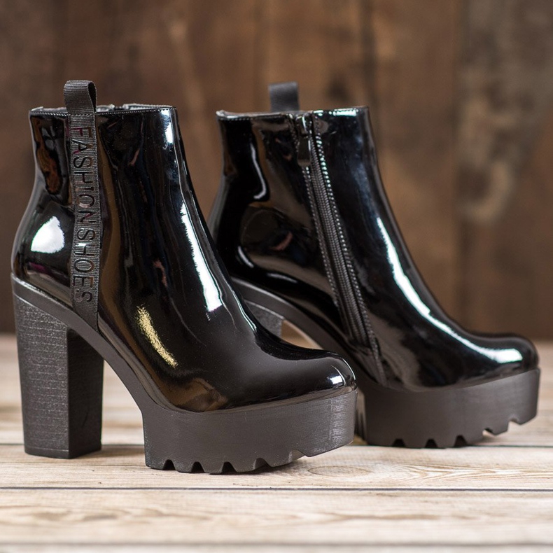 Seastar Bottes de mode laquées le noir 2