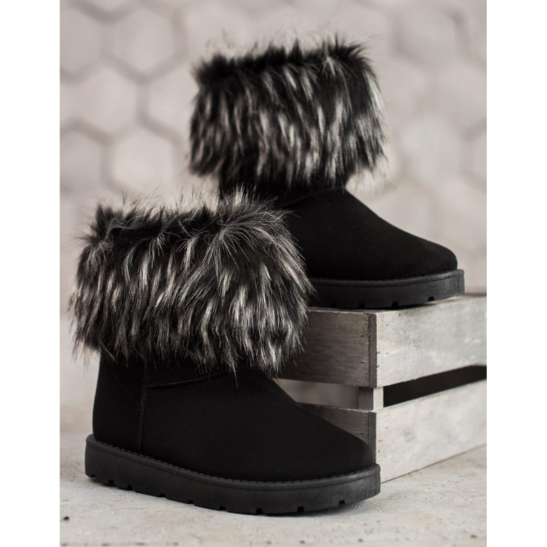 SHELOVET Mukluki noir avec fourrure le noir 2