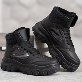 SHELOVET Bottes à lacets à la mode le noir 5