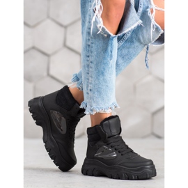 SHELOVET Bottes à lacets à la mode le noir 3