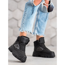 SHELOVET Bottes à lacets à la mode le noir 4