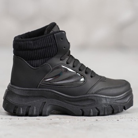 SHELOVET Bottes à lacets à la mode noir 1