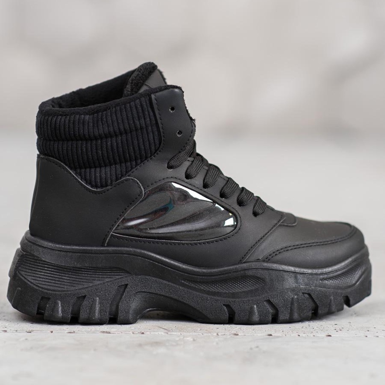 SHELOVET Bottes à lacets à la mode le noir 1