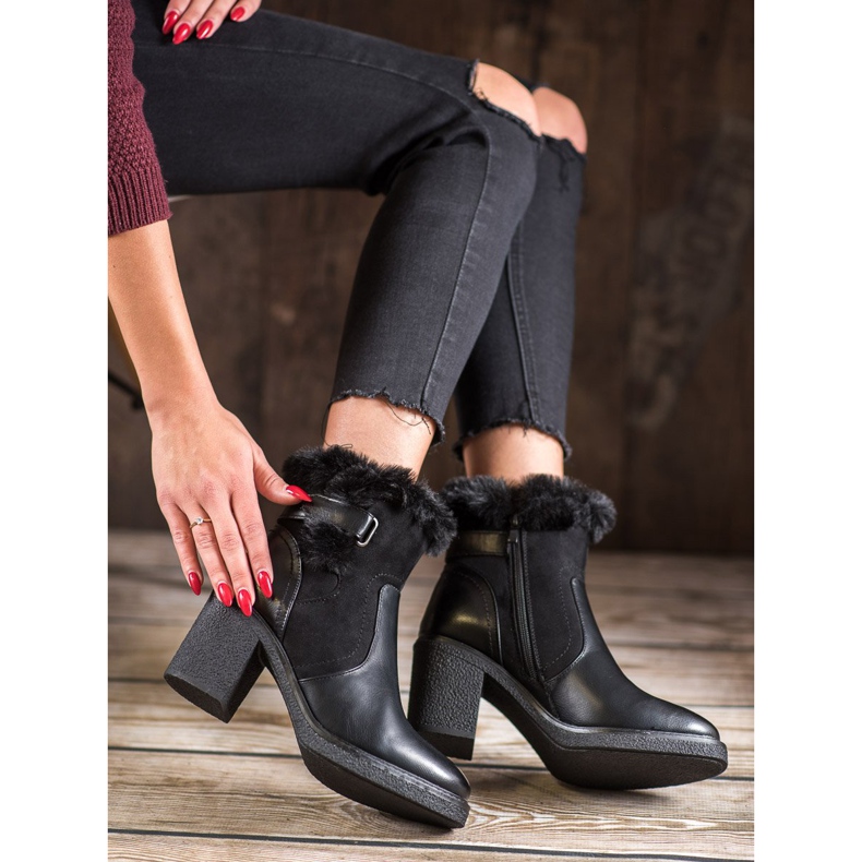 SHELOVET Bottes Avec Fourrure noir 1