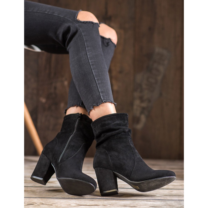 SHELOVET Bottes hautes en daim noir 2