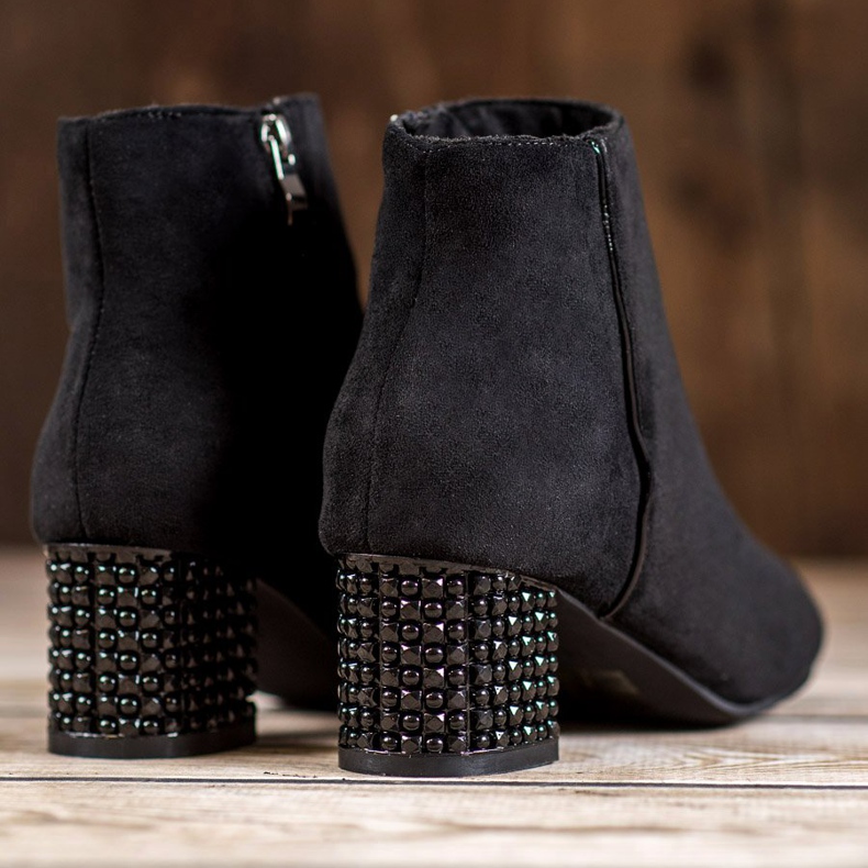 SHELOVET Bottes à talon décoratif le noir 1