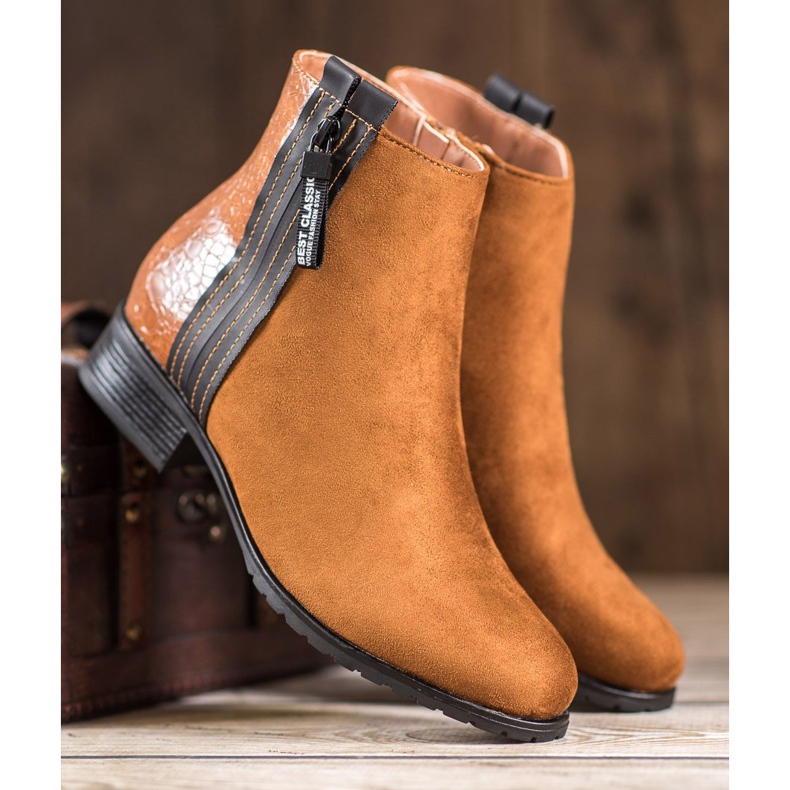 Erynn Bottes avec fermeture éclair décorative brun 1