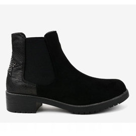 Bottines plates en daim noir avec une étoile SHN2221 le noir 1