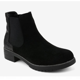 Bottines plates en daim noir avec une étoile SHN2221 le noir 2