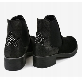 Bottines plates en daim noir avec une étoile SHN2221 le noir 3