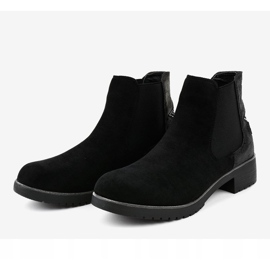 Bottines plates en daim noir avec une étoile SHN2221 le noir 4