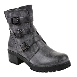 Bottes hautes isolantes bleu marine décorées 2012 gris 1