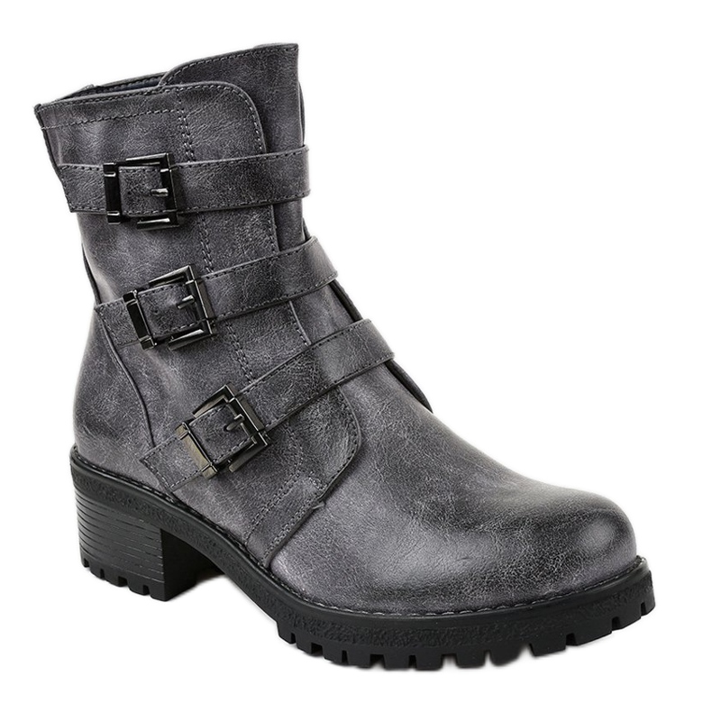 Bottes hautes isolantes bleu marine décorées 2012 gris 1