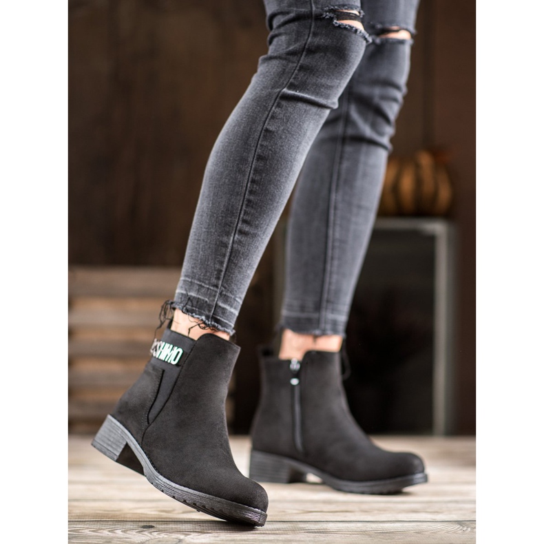 Super Me Bottes en daim à la mode le noir 2