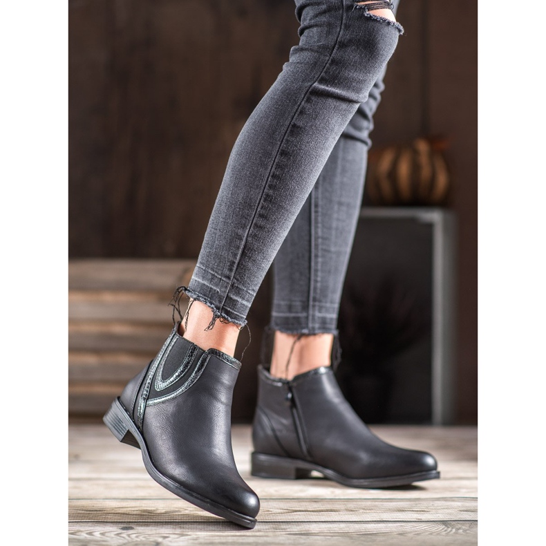 Small Swan Bottines en cuir écologique noir 1