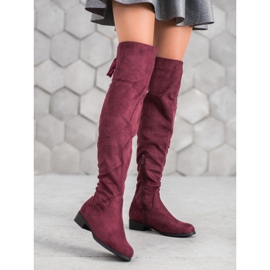 SHELOVET Bottes en daim avec reliure rouge 1