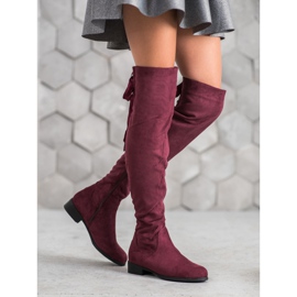 SHELOVET Bottes en daim avec reliure rouge 2