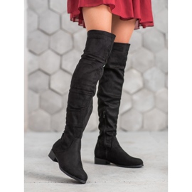 SHELOVET Bottes en daim avec reliure le noir 3