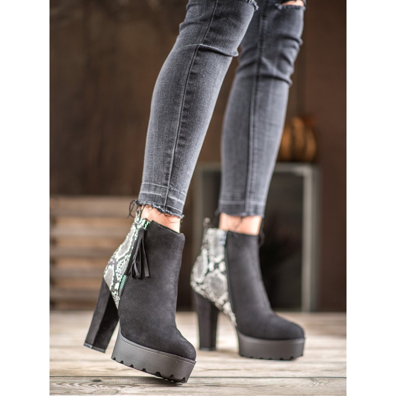 Weide Bottes plateforme à imprimé serpent noir 1