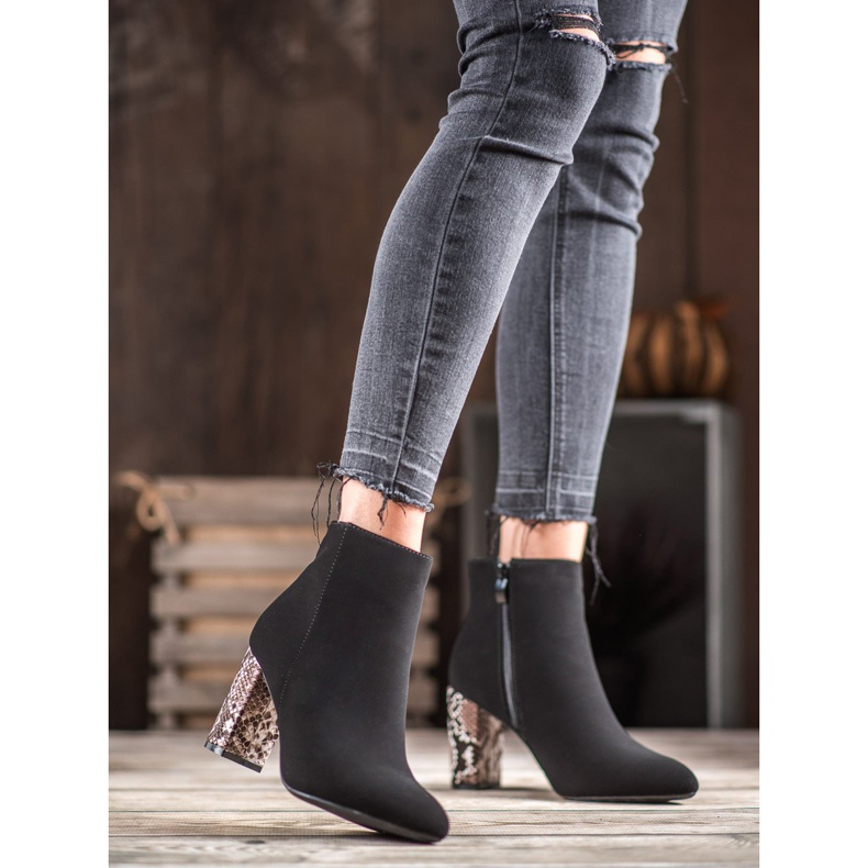 Weide Bottines en daim à imprimé serpent noir 1