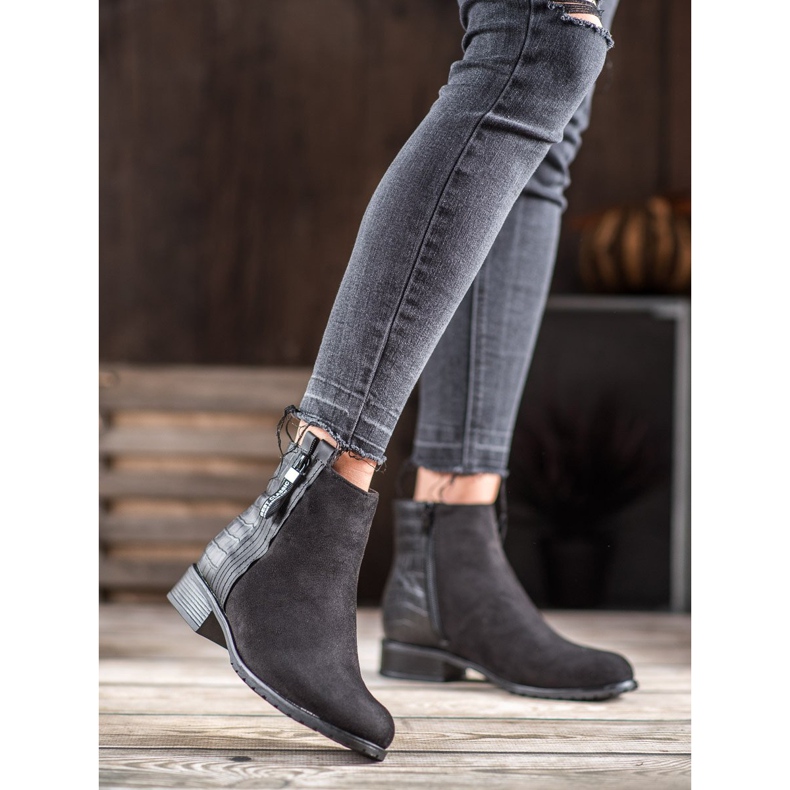 Erynn Bottes avec fermeture éclair décorative le noir 1