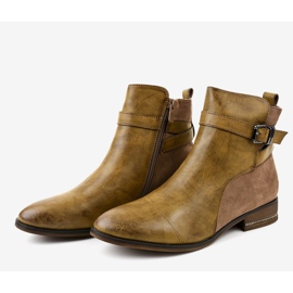 Bottines à talons plats kaki à boucle 3332 2