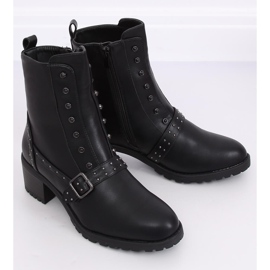 Bottines noires à talons larges noir 1003-1 Noir le noir 1