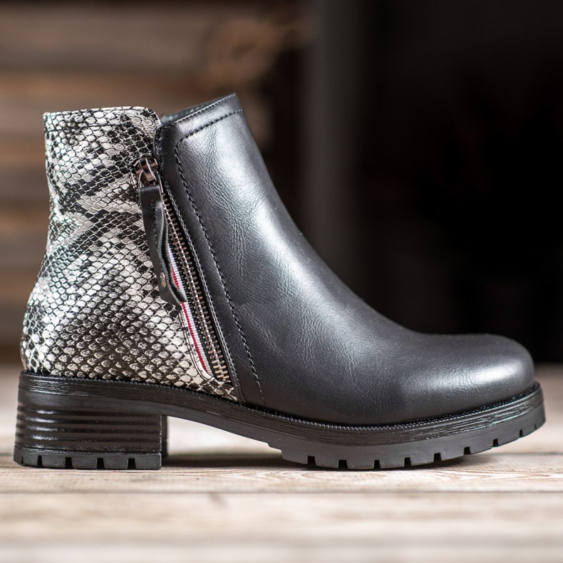 SHELOVET Travailleurs sur la plate-forme Snake Print noir 2