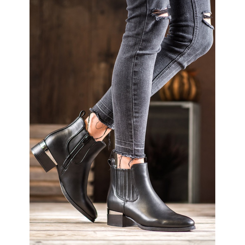 Super Mode Bottes à talon décoratif noir 2