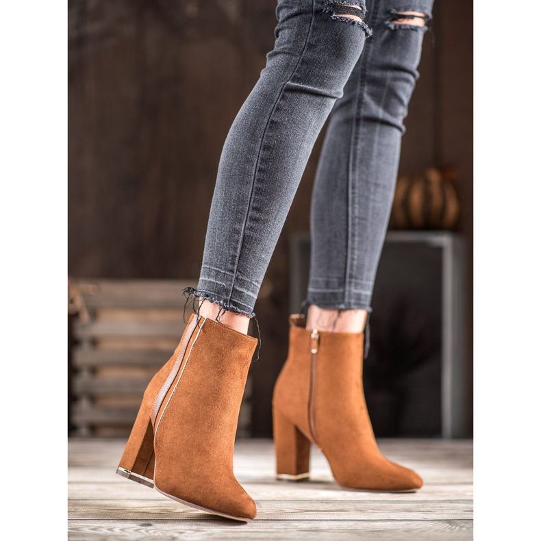 Erynn Bottines en daim avec ceinture décorative brun 1