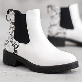 Erino Bottines Chelsea hautes imprimé serpent blanche 1 Erino Bottines Chelsea hautes imprimé serpent blanche 1