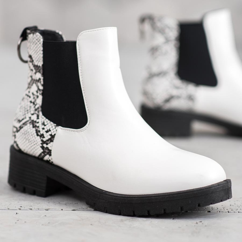 Erino Bottines Chelsea hautes imprimé serpent blanche 1