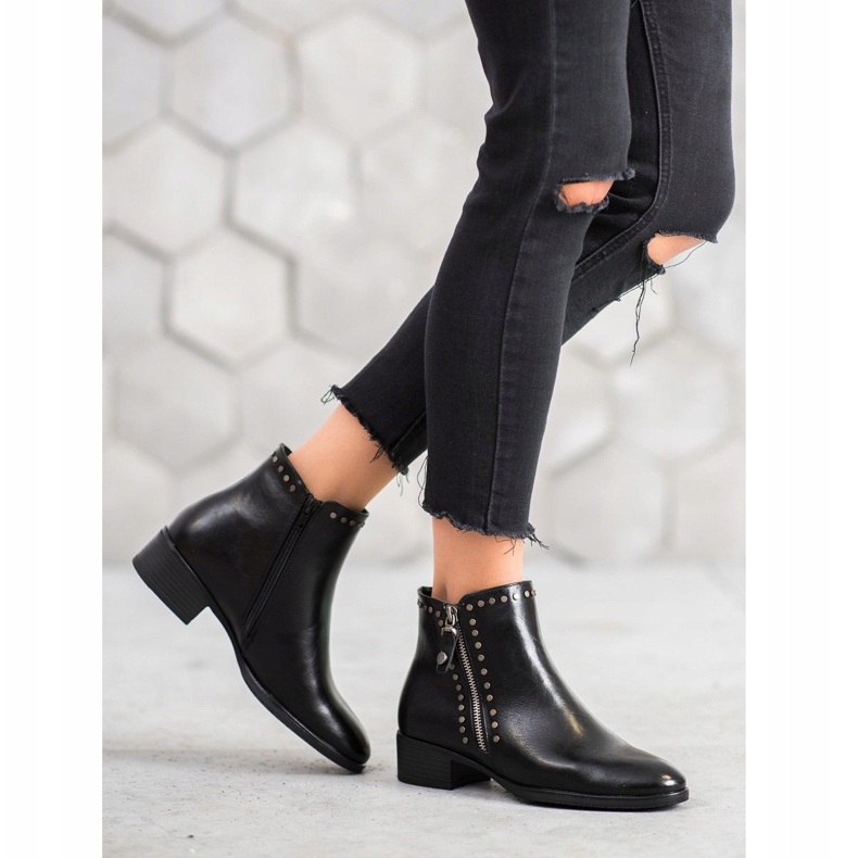 W. Potocki Bottes de roche avec cuir écologique noir 1