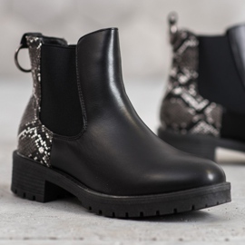 Erino Bottines Chelsea hautes imprimé serpent noir 1