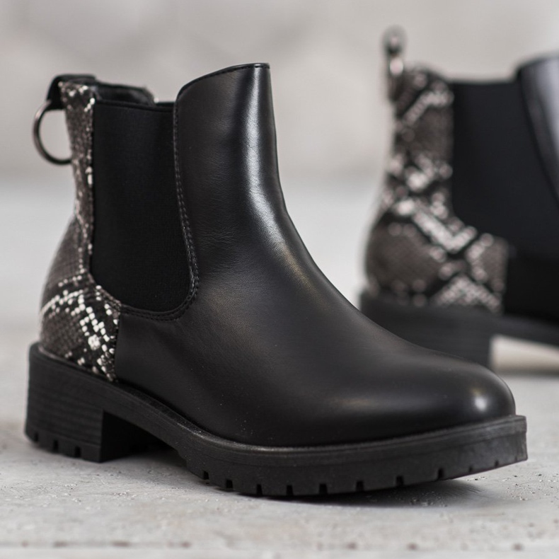 Erino Bottines Chelsea hautes imprimé serpent le noir 1