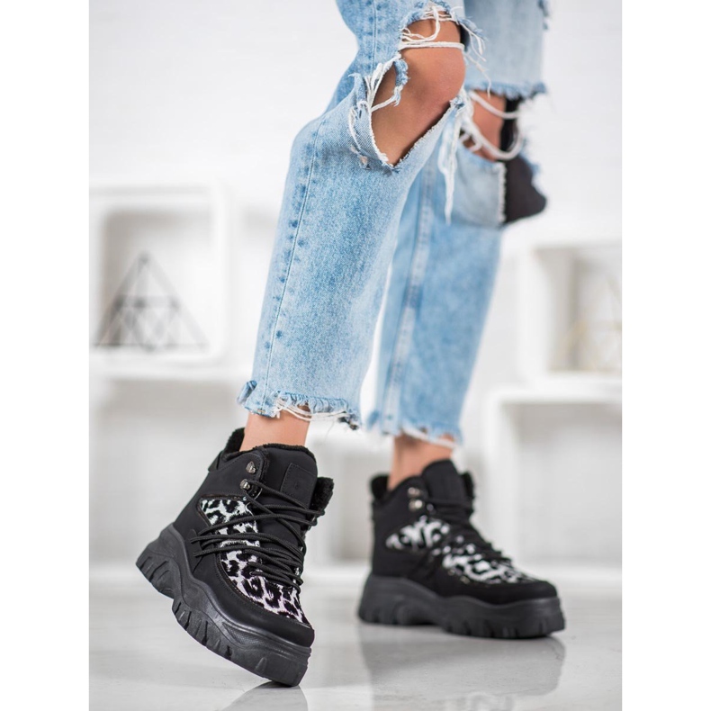 SHELOVET Baskets à imprimé léopard le noir 2