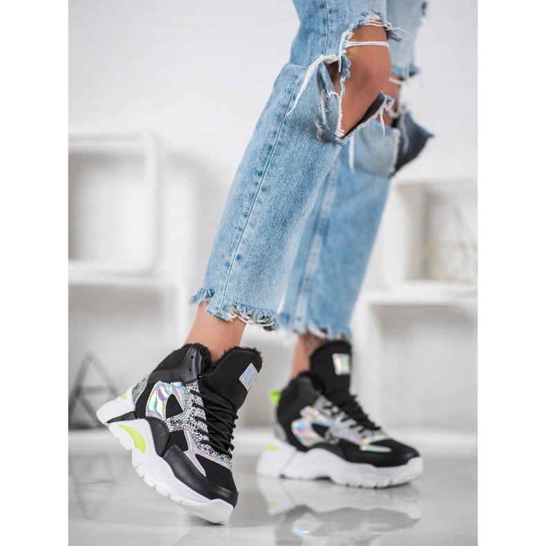 Bella Paris Baskets à effet holo le noir 1